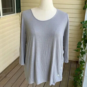 J Jill Pure Jill Asymmetric Button Tunic Size XL Gray Modal 3/4 Sleeve *flaw
